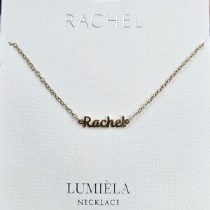 🌸 RACHEL Script Name Chain Goldtone Necklace 🌸